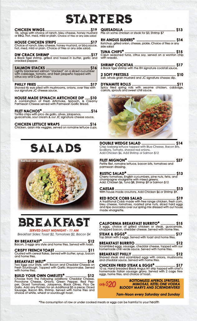 RUSTIC HOUSE SUMMERLIN SOUTH MENU The Rustic House